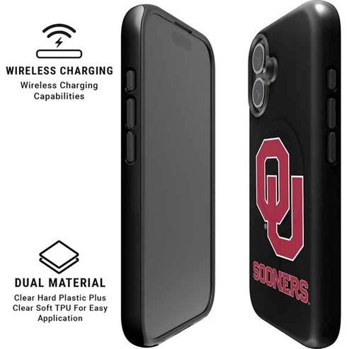 University of Oklahoma Sooners Black iPhone 16 Magsafe Impact Case