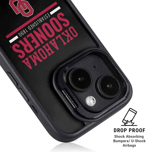 University of Oklahoma Sooners Est 1890 iPhone 15 Kickstand Case