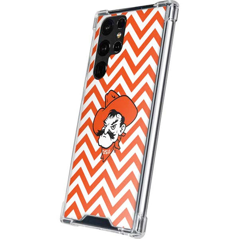 Oklahoma State University Chevron Print Galaxy S22 Ultra Clear Case