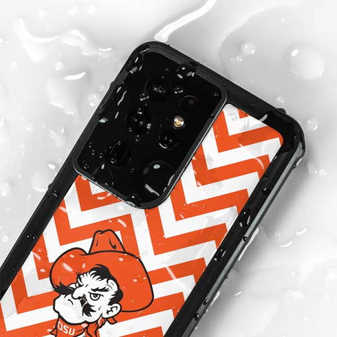 Oklahoma State University Chevron Print Galaxy S24 Ultra Waterproof Case