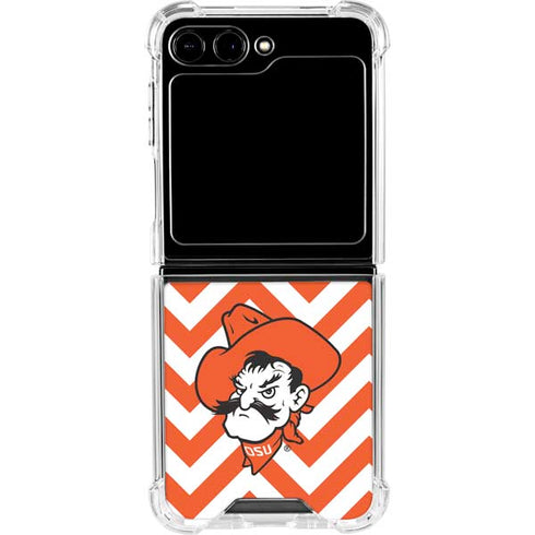 Oklahoma State University Chevron Print Galaxy Z Flip6 Clear Case