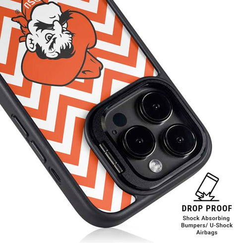 Oklahoma State University Chevron Print iPhone 13 Pro Kickstand Case