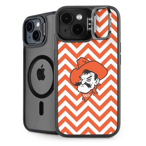 Oklahoma State University Chevron Print iPhone 14 Plus Kickstand Case