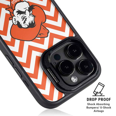 Oklahoma State University Chevron Print iPhone 14 Pro Max Kickstand Case