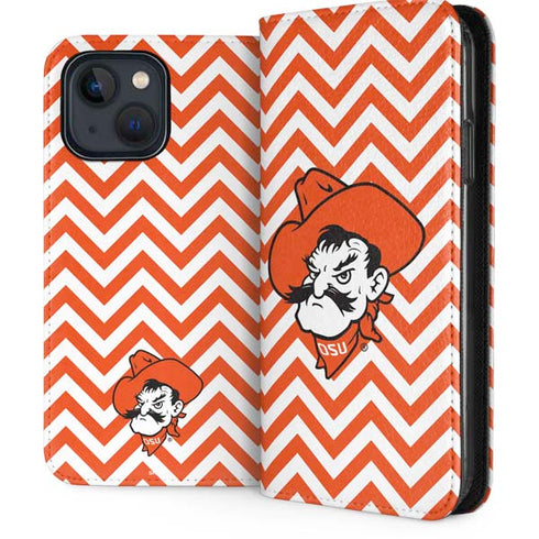 Oklahoma State University Chevron Print iPhone 15 Plus Folio Case