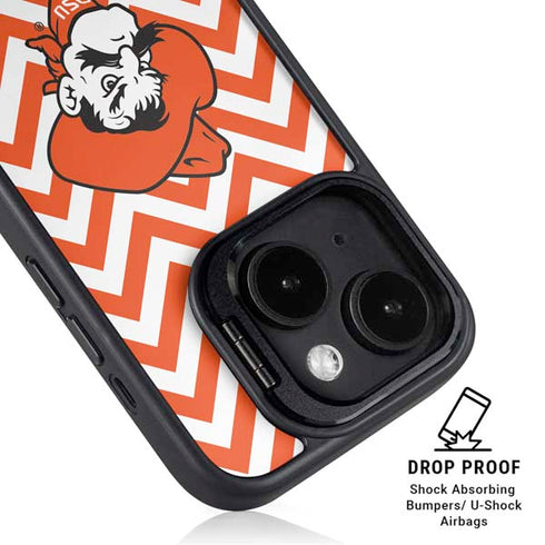 Oklahoma State University Chevron Print iPhone 15 Plus Kickstand Case