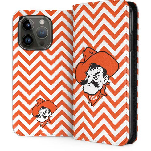 Oklahoma State University Chevron Print iPhone 15 Pro Folio Case