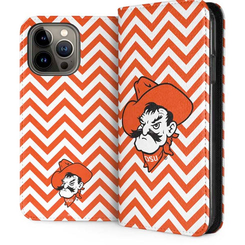 Oklahoma State University Chevron Print iPhone 15 Pro Max Folio Case