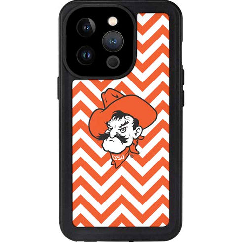 Oklahoma State University Chevron Print iPhone 15 Pro Waterproof Case