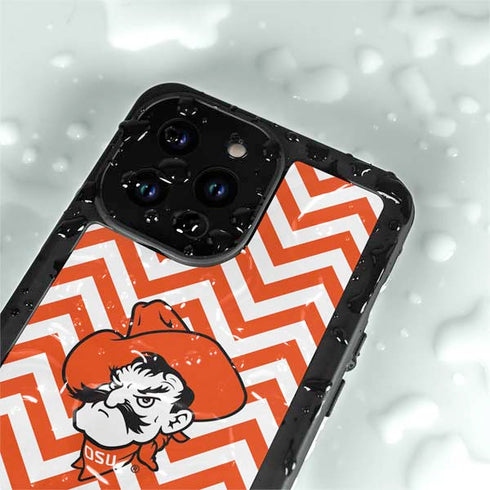 Oklahoma State University Chevron Print iPhone 15 Pro Waterproof Case