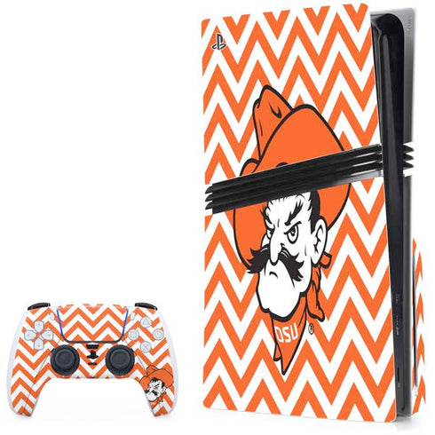 Oklahoma State University Chevron Print PS5 Pro Disk Bundle Skin