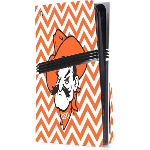 Oklahoma State University Chevron Print PS5 Pro Disk Console Skin