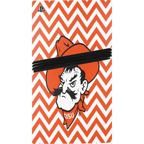 Oklahoma State University Chevron Print PS5 Pro Disk Console Skin