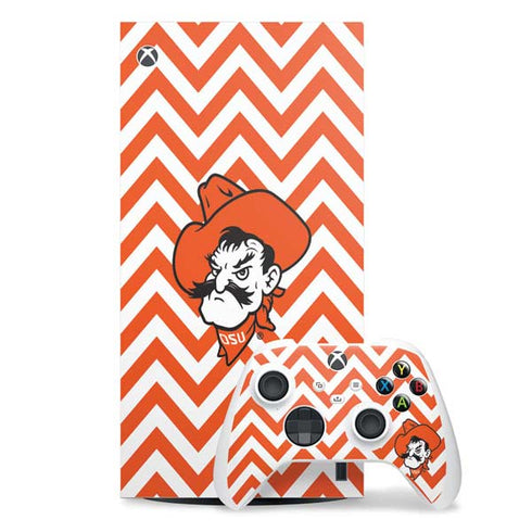 Oklahoma State University Chevron Print Xbox Series X Skins