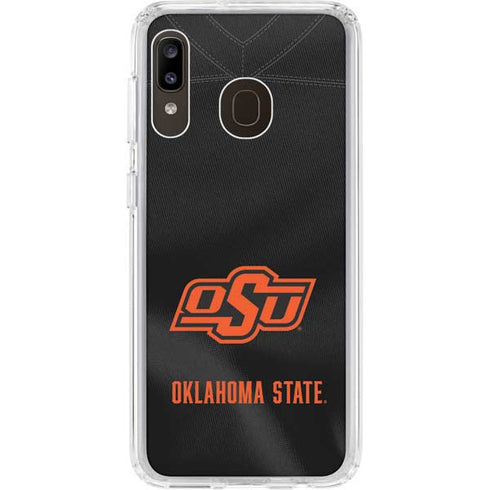 Oklahoma State University Black Jersey Galaxy A20 Clear Case