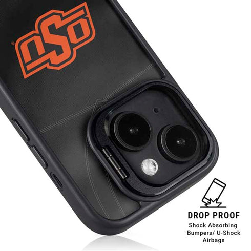 Oklahoma State University Black Jersey iPhone 15 Kickstand Case