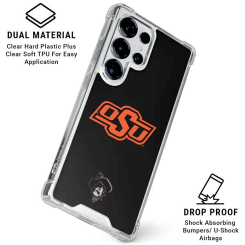 Oklahoma State University OSU on Black Galaxy S25 Ultra Clear Case