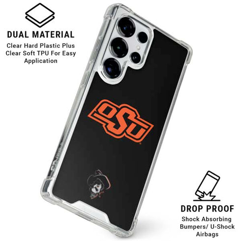 Oklahoma State University OSU on Black Galaxy S26 Ultra Clear Case