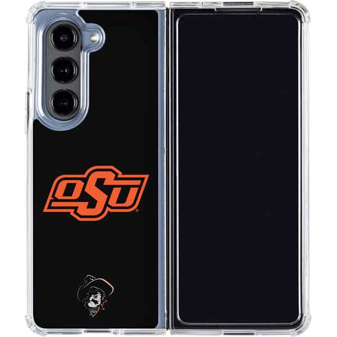 Oklahoma State University OSU on Black Galaxy Z Fold5 5G Clear Case