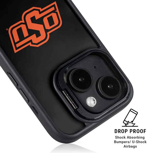 Oklahoma State University OSU on Black iPhone 14 Plus Kickstand Case