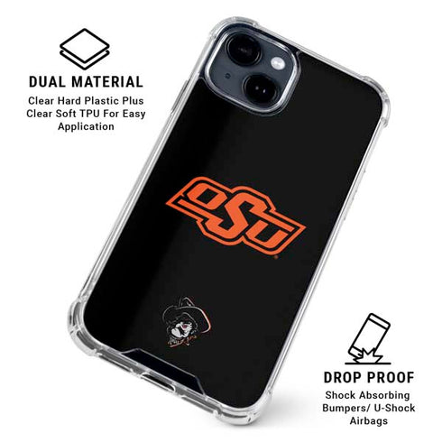 Oklahoma State University OSU on Black iPhone 15 Clear Case