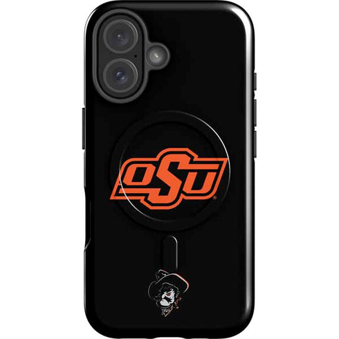 Oklahoma State University OSU on Black iPhone 16 Magsafe Impact Case