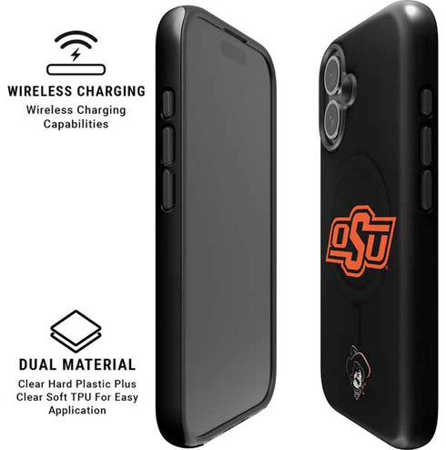 Oklahoma State University OSU on Black iPhone 16 Plus Magsafe Impact Case