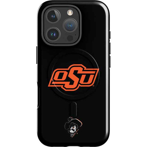 Oklahoma State University OSU on Black iPhone 16 Pro Max Magsafe Impact Case