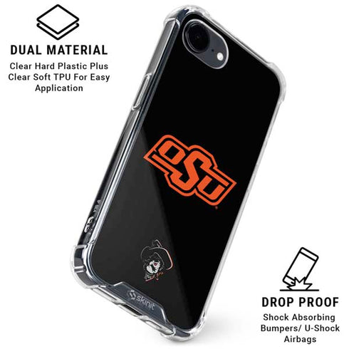 Oklahoma State University OSU on Black iPhone 16e Clear Case