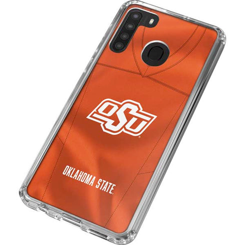 Oklahoma State University Orange Jersey Galaxy A21 Clear Case