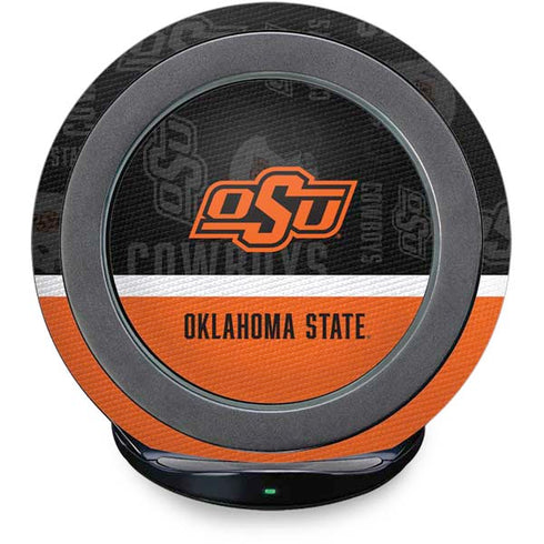 Oklahoma State University Split Jersey Fast Charge Wireless Charging Stand Skin