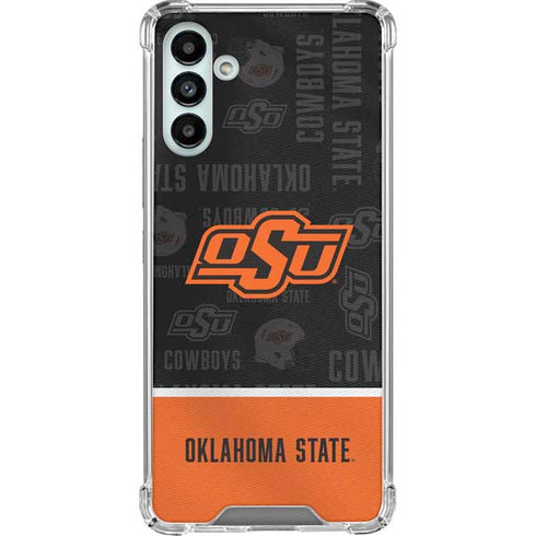 Oklahoma State University Split Jersey Galaxy A13 5G Clear Case
