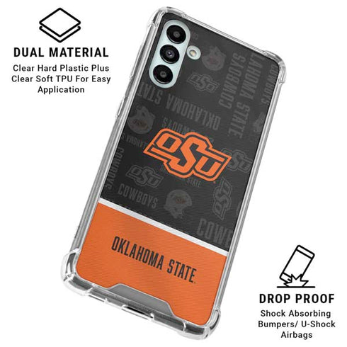 Oklahoma State University Split Jersey Galaxy A13 5G Clear Case