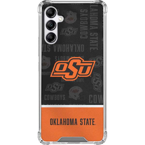 Oklahoma State University Split Jersey Galaxy A14 5G Clear Case