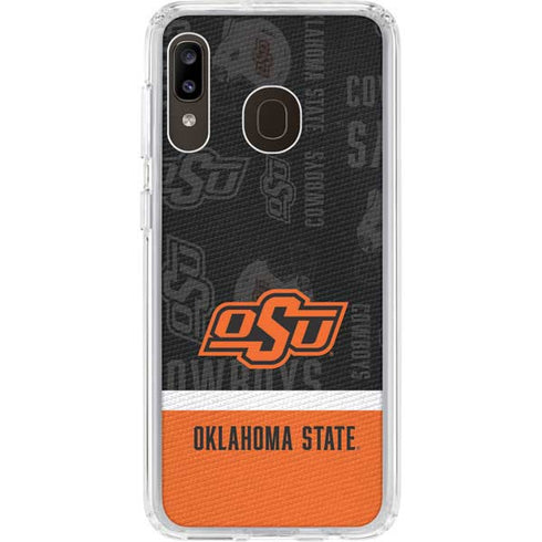 Oklahoma State University Split Jersey Galaxy A20 Clear Case