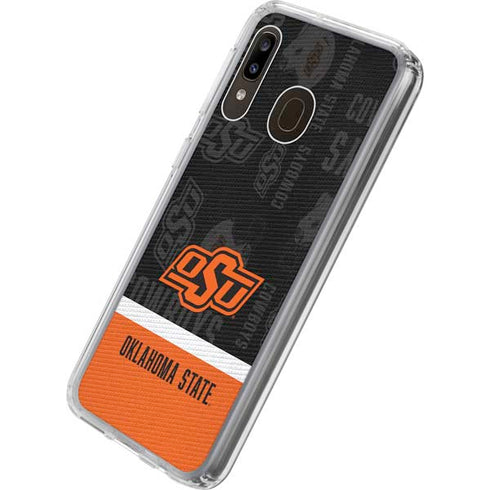 Oklahoma State University Split Jersey Galaxy A20 Clear Case
