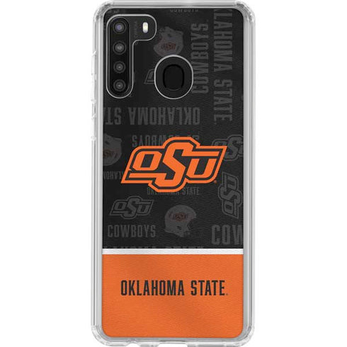 Oklahoma State University Split Jersey Galaxy A21 Clear Case