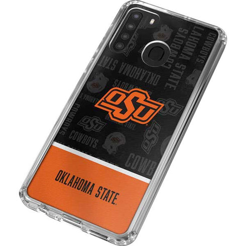 Oklahoma State University Split Jersey Galaxy A21 Clear Case