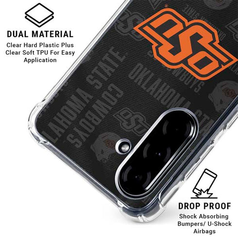 Oklahoma State University Split Jersey Galaxy A36 5G Clear Case