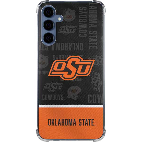 Oklahoma State University Split Jersey Galaxy A55 5G Clear Case
