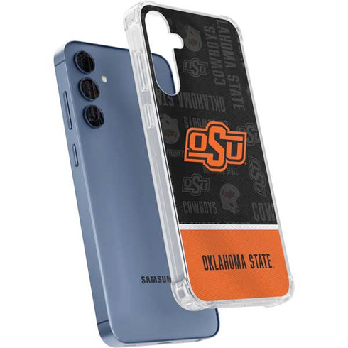Oklahoma State University Split Jersey Galaxy A55 5G Clear Case