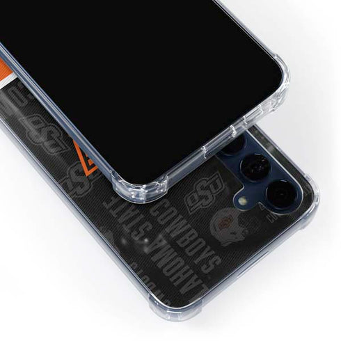 Oklahoma State University Split Jersey Galaxy A55 5G Clear Case