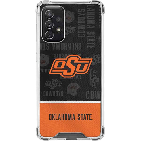 Oklahoma State University Split Jersey Galaxy A72 5G Clear Case