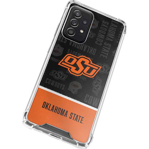 Oklahoma State University Split Jersey Galaxy A72 5G Clear Case