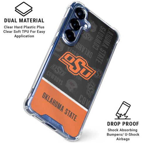 Oklahoma State University Split Jersey Galaxy S25 Plus Clear Case