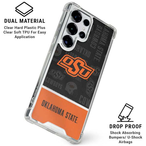 Oklahoma State University Split Jersey Galaxy S25 Ultra Clear Case