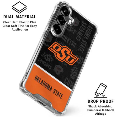 Oklahoma State University Split Jersey Galaxy S26 Plus Clear Case