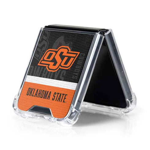 Oklahoma State University Split Jersey Galaxy Z Flip5 5G Clear Case
