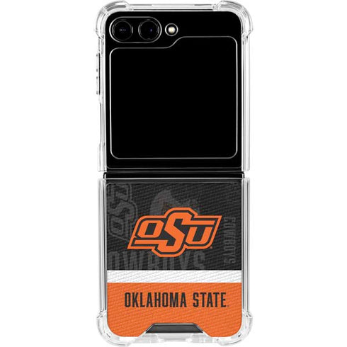 Oklahoma State University Split Jersey Galaxy Z Flip6 Clear Case
