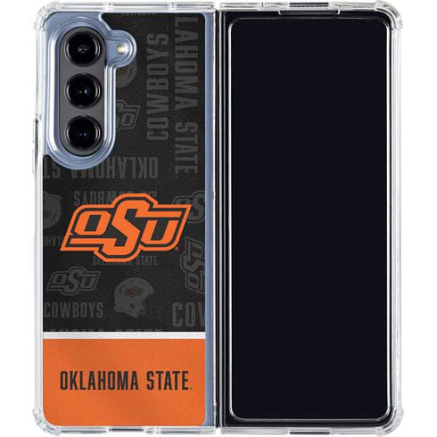 Oklahoma State University Split Jersey Galaxy Z Fold5 5G Clear Case